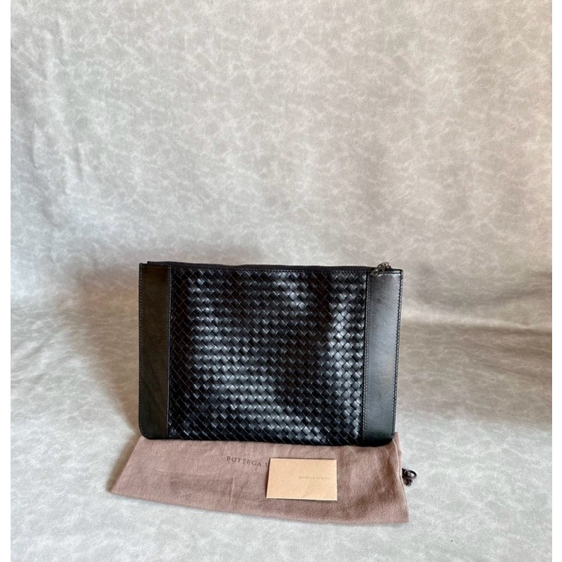Preloved bv bottega veneta intrecciato clutch pouch black authentic