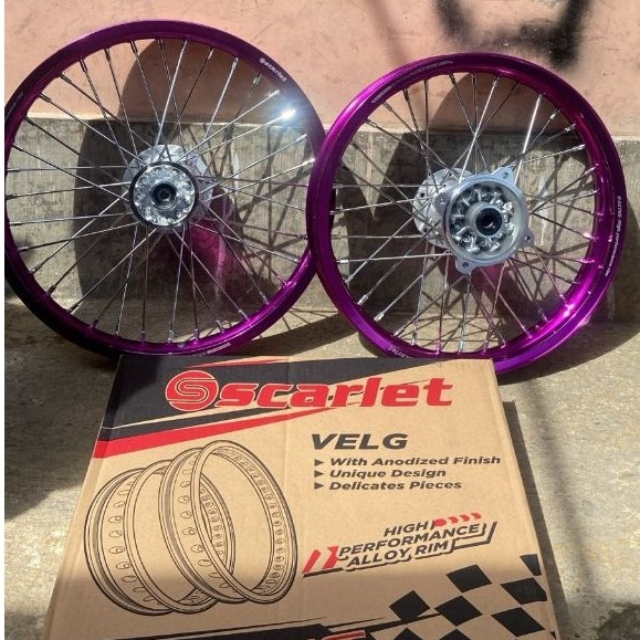 Paket Roda Supermoto Kawasaki KLX  Velg Scarlet Ukur 160/185 Ring 16 & 17 Tanpa Ban