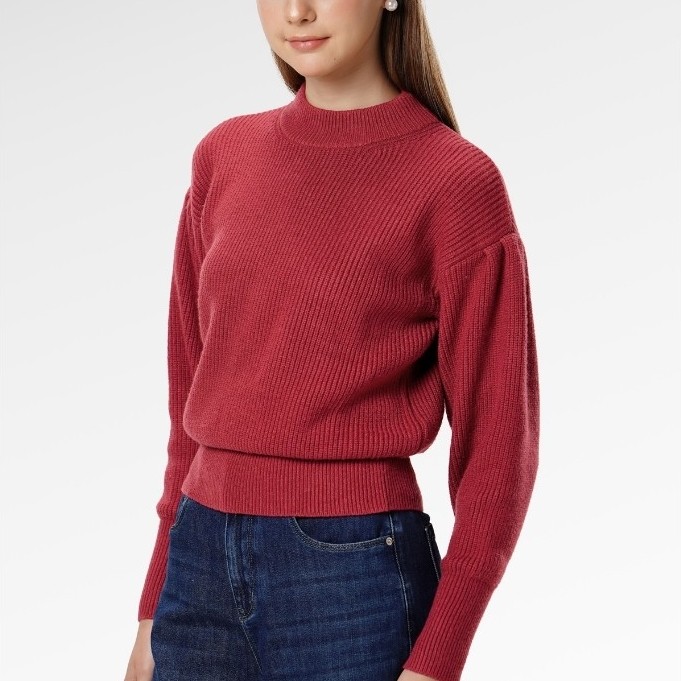 Benang Jarum - Sweat Shirt With Puff Sleeve - Red