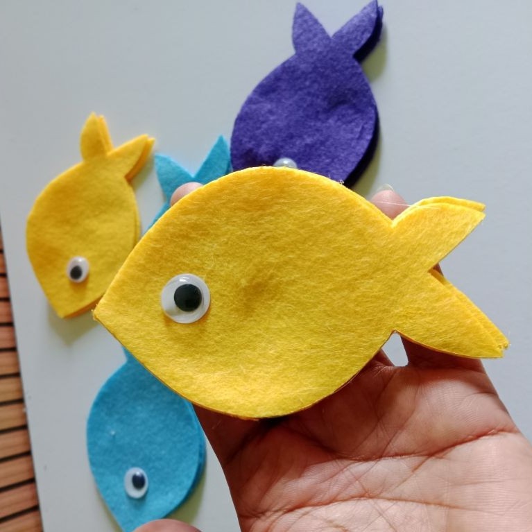 aplikasi jait/tempel kain flanel model ikan//aplikasi hewan