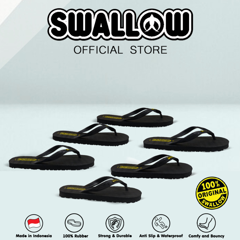 Okina Sandal Jepit Black Nova 03 - Sendal Karet Dewasa Wanita Pria Anti Selip