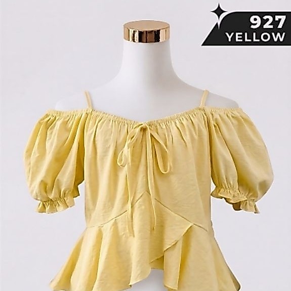 OFF-SHOULDER PEPLUM DENGAN PUFF SLEEVE