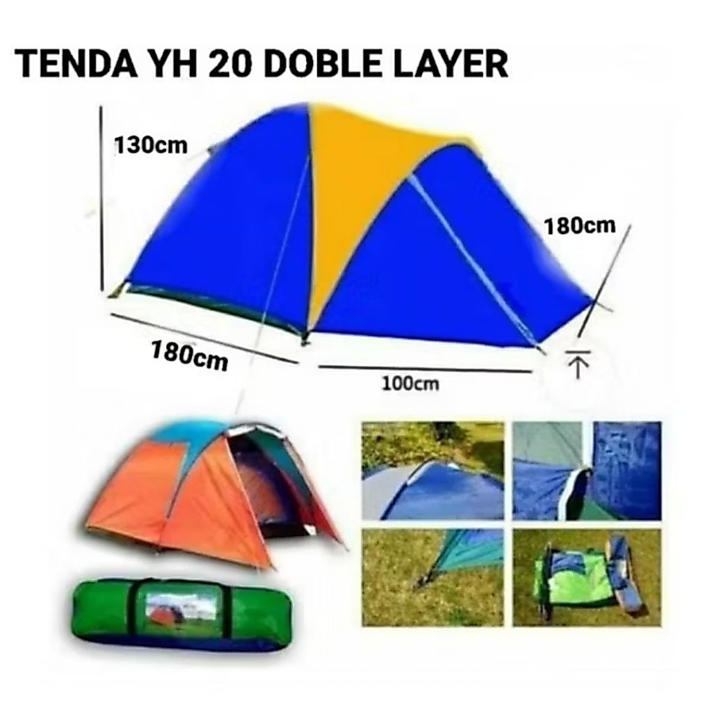 tenda camping double layer 4 sampai 5 orang tenda kemping yh20 tenda mendaki gunung dobel layer OET