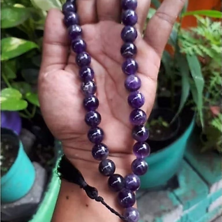 Tasbih 33 batu alam natural original kecubung ungu butiran besar 12mm