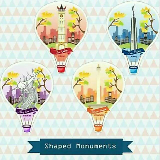 Kartu pos / Shaped card Monumen di Indonesia