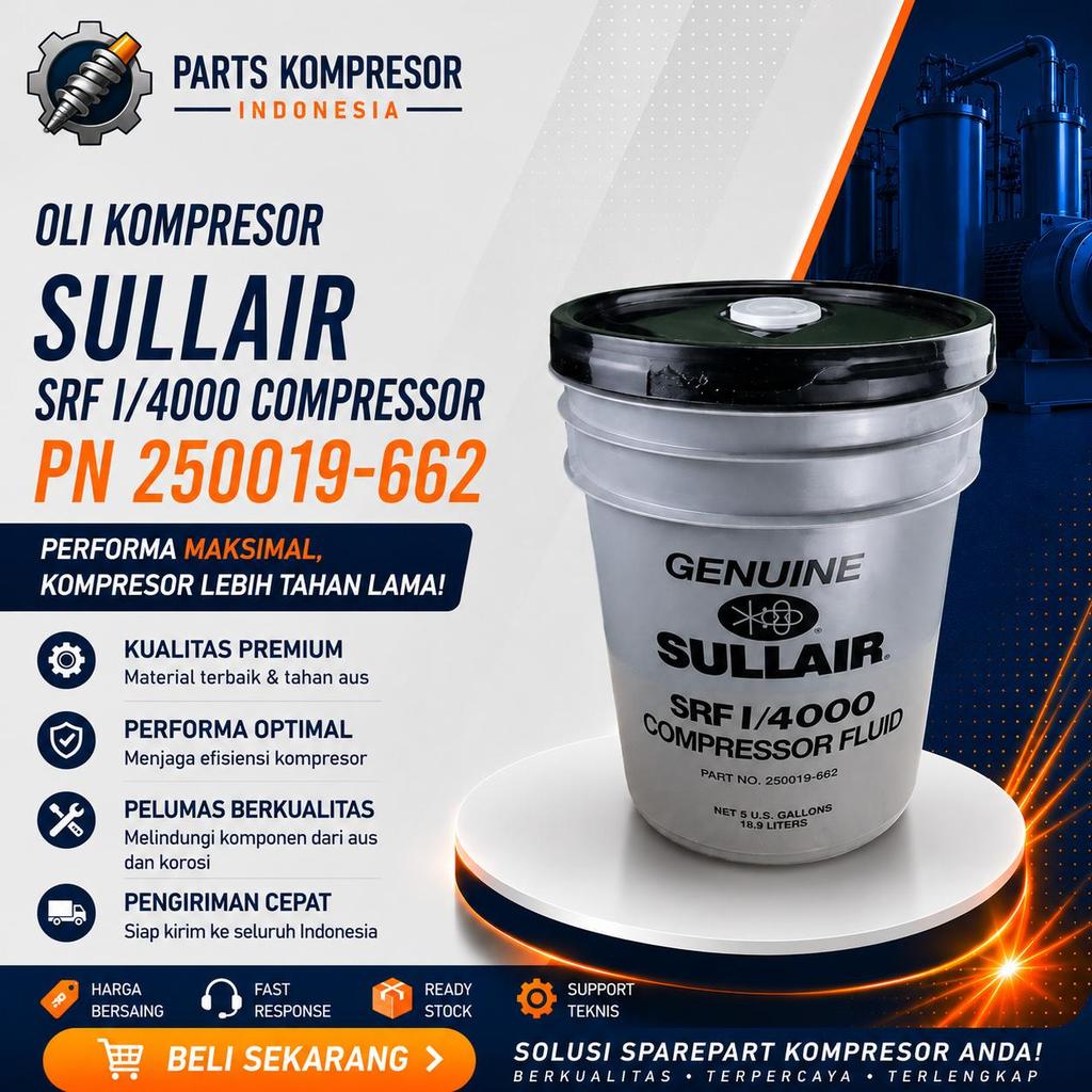 OLI KOMPRESOR  P/N 250019-662  SULLAIR  I/4000 SRF  SULLAIR SCREW AIR COMPRESSOR