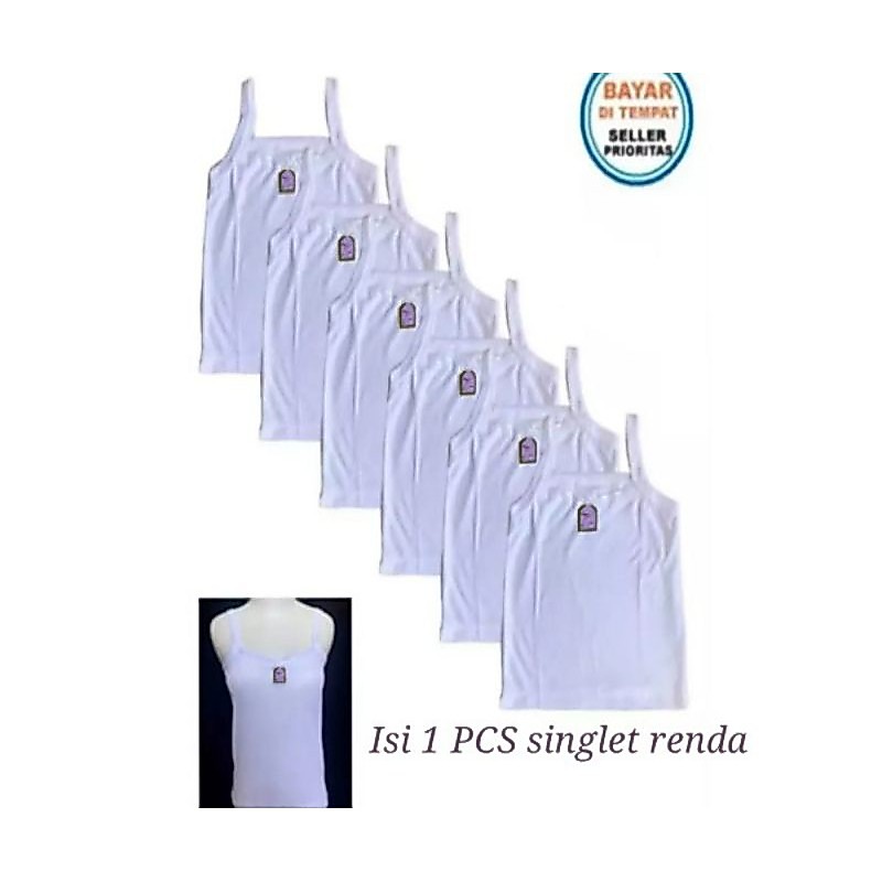 SINGLET ANAK RENDA PUTIH | Singlet Renda Anak / Remaja Perempuan
