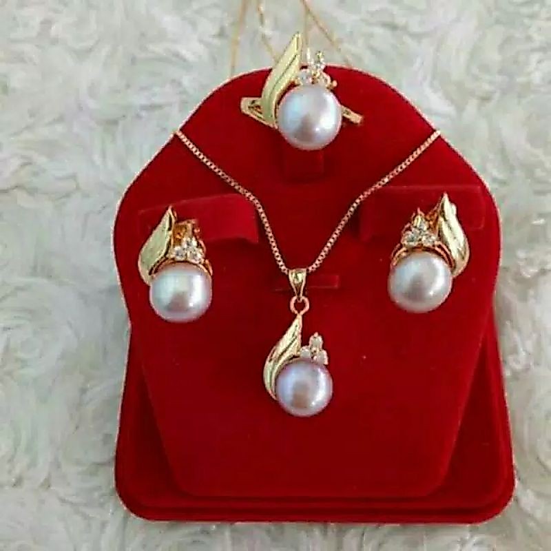 set perhiasan mutiara asli lombok set rhodium mutiara tawar asli lombok