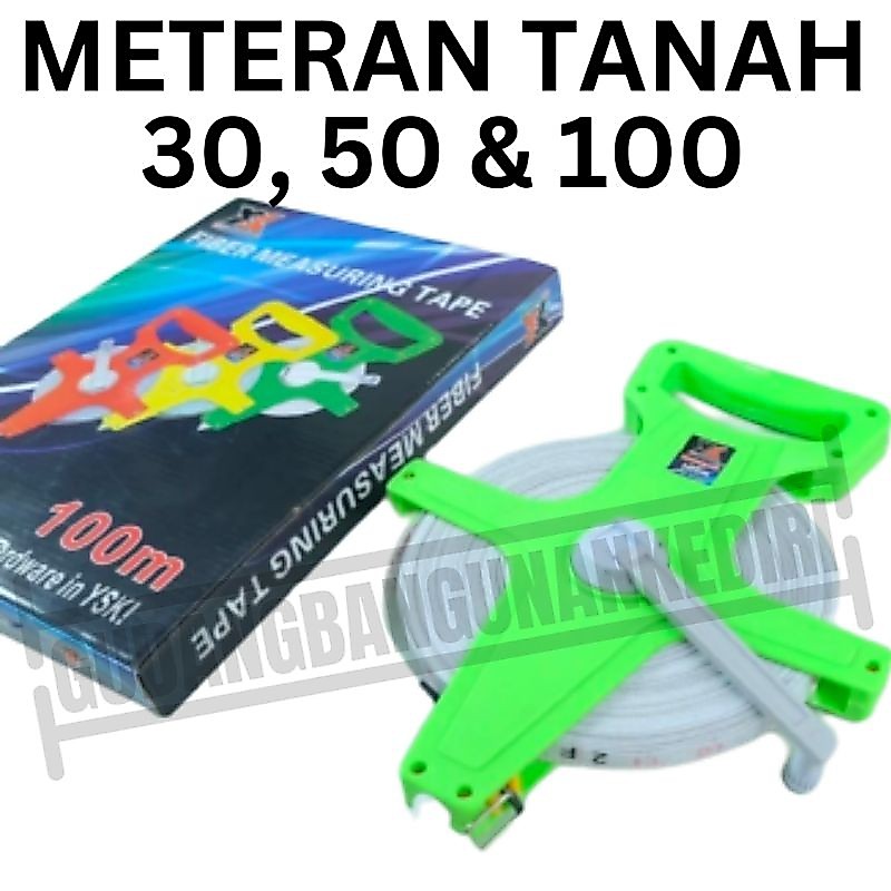 meteran tancap / meteran tanah / meteran fiber / meteran roll 30 50 100 meter