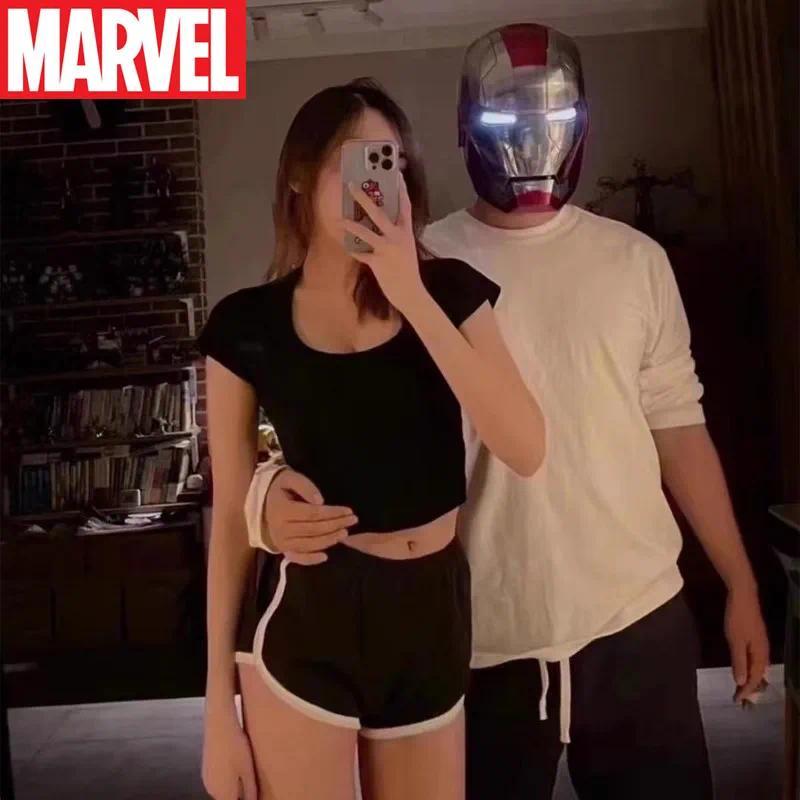 Helm Elektronik Marvel Iron Man Mk5 Mk17 1:1 Kontrol Suara Otomatis Avengers Cosplay Dengan Lampu LE