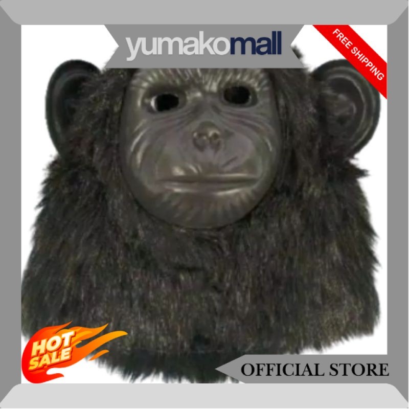 TOPENG BENTUK MONYET GORILA KINGKONG WARNA COKLAT HITAM PUTIH BAHAN HALUS - MAINAN ANAK NH