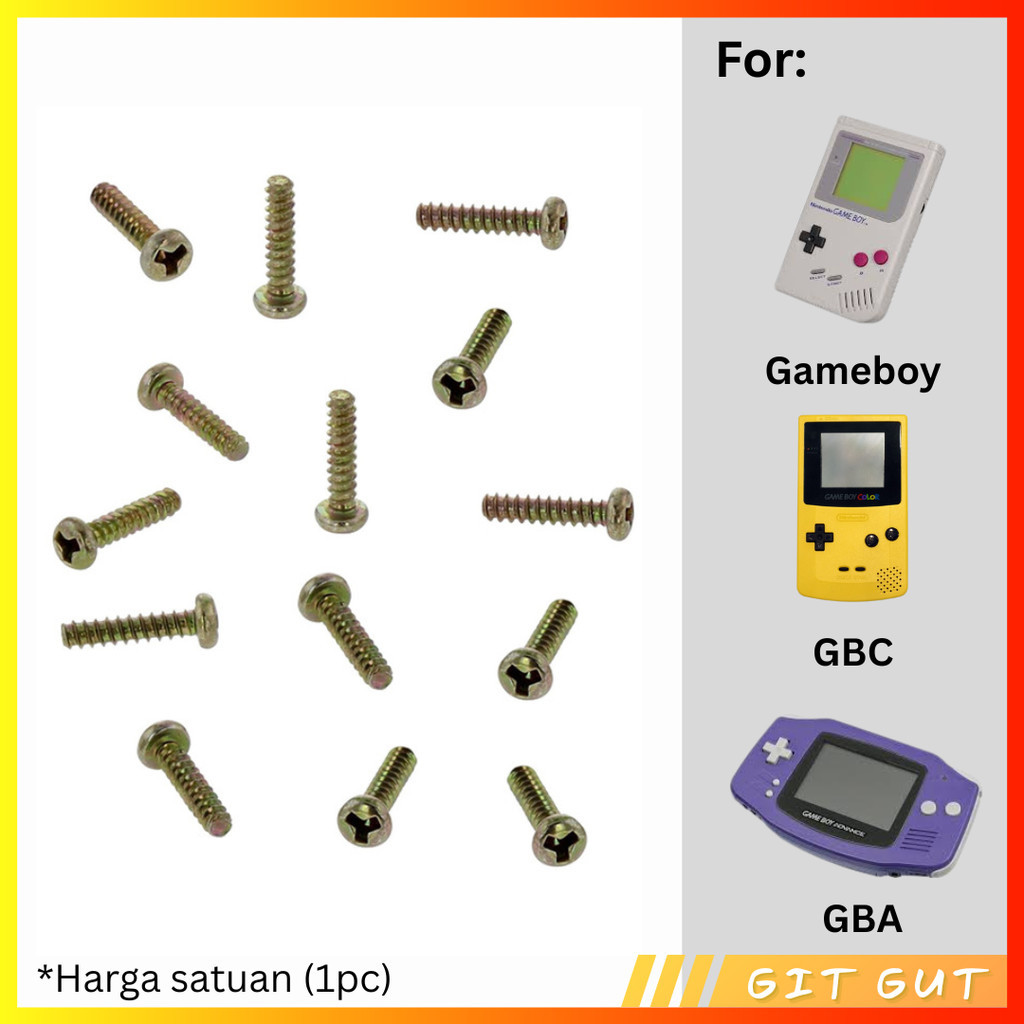 GB GBA GBC Triwing Y Cross Screw Sekrup Mur Baut Console Shell Case Gameboy