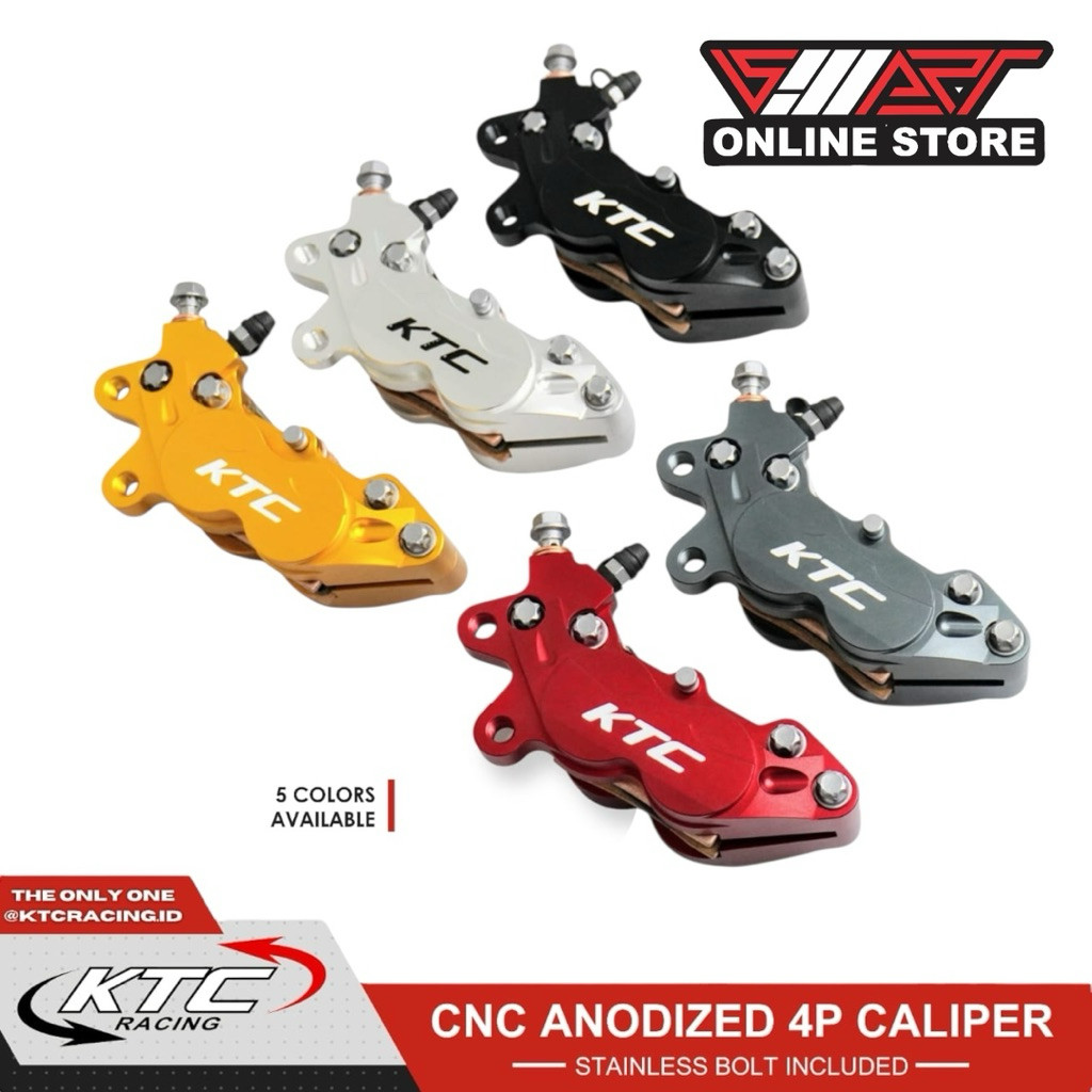KALIPER DEPAN KTC RACING 4 PISTON NON BREKET ( KANAN / KIRI )