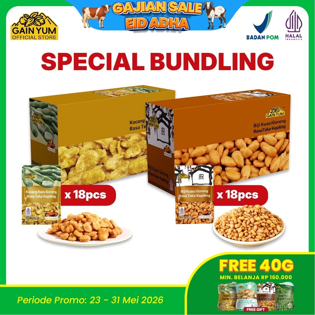[ CECE FANCY ] Gain Yum - Mix Kacang koro Rasa Telur Kepiting dan Kuaci Kupas Telur Kepiting BOX