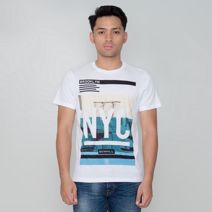 Benhill T-shirt New Logo Collection Katun 24s Combed Pendek White A18-29168 Baju Kaos - 3XL