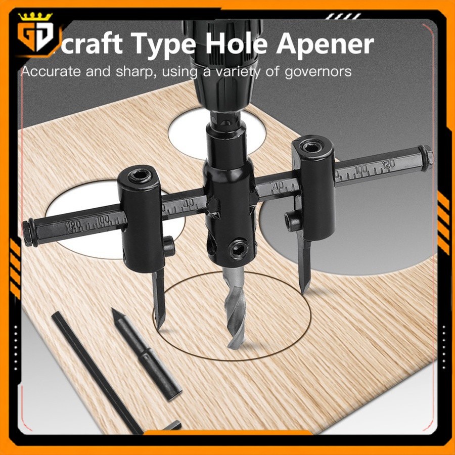Adjustable Circle Cutter Hole Saw Mata Bor Kayu Papan Jangka Cutter - Alat Pelubang Bulat Adjustable