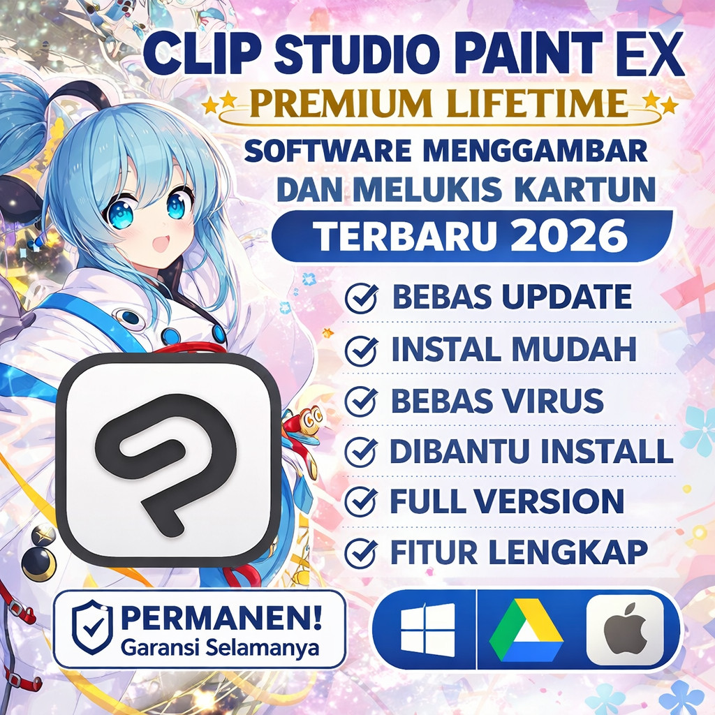 Clip Studio Paint EX 2026 Full Version Windows Mac Aplikasi Desain Kartun Animasi Melukis Digital