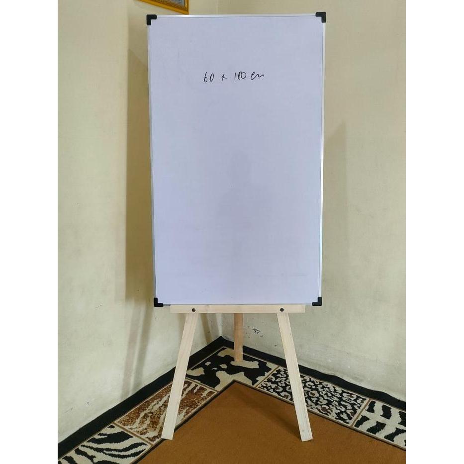READY Whiteboard Standing 120cm Vertikal,Papan Tulis White Board Penyangga,Polos Tidak di Cat - Bias