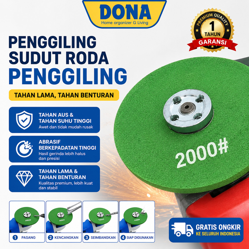 DONA Batu Gerinda Amplas Halus 100-2000 Grit Poles Besi Stainless Kayu Batu Finishing Grinding Wheel