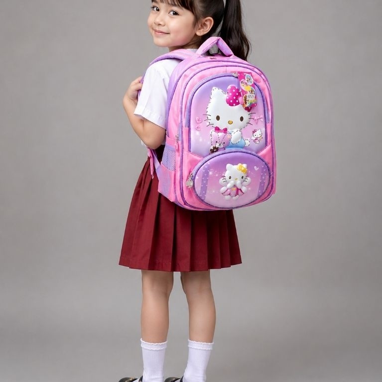 Italy Bags - Ransel Sekolah Anak Alto Hello Kitty Original - Tas Karakter 3D Kualitas Premium