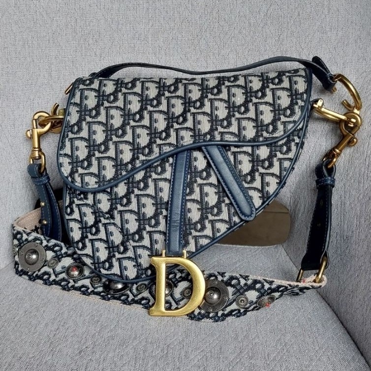 Dior Saddle blue canvas