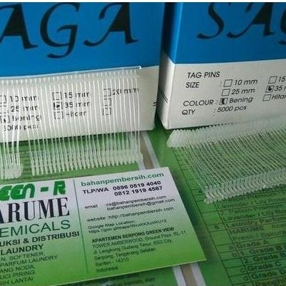 Tag Pin Bening 35mm SAGA 5.000 pcs per box, bahan PP