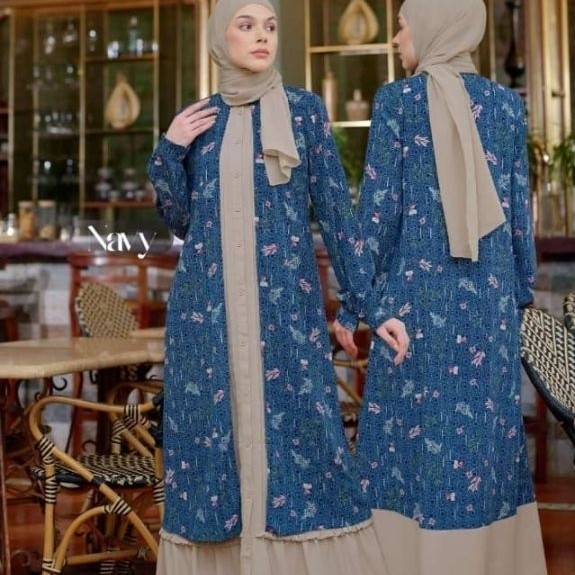 gamis muslimah ngo 001 navy L by nibras