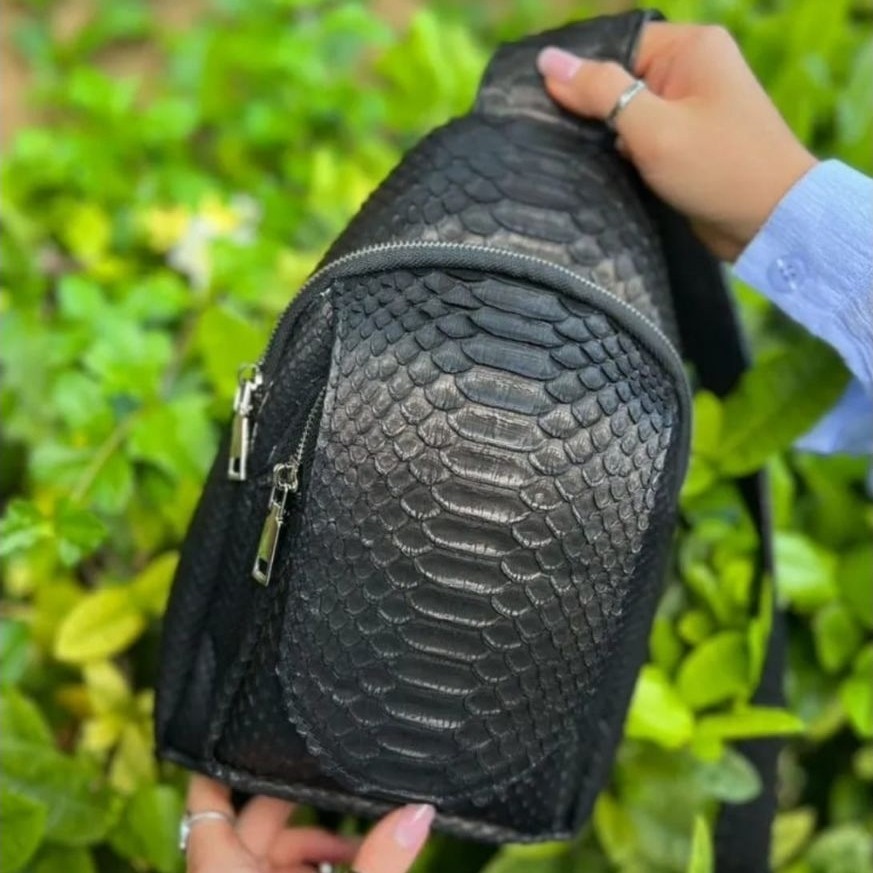 Tas selempang bahu pria Kulit ular piton