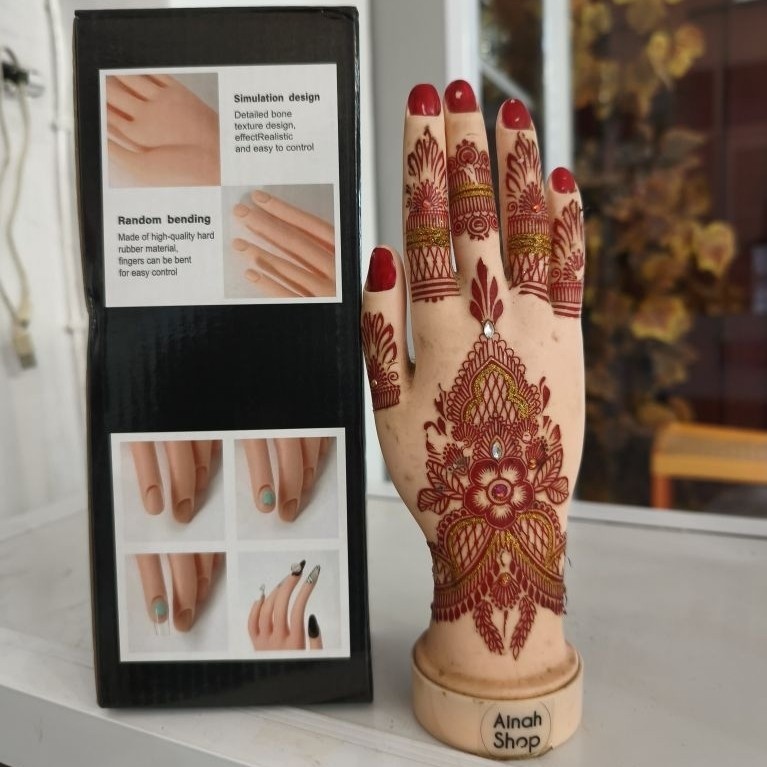 Tangan palsu silikon lembut,buat latihan Henna dan nail art