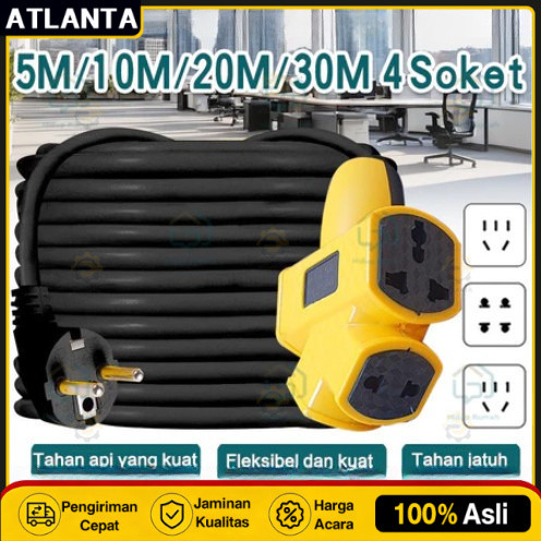 ATLANTA 3600W Kabel Ekstensi Extension Cord 30 Meter 20 Meter 10 Meter 5 Meter Original kabel gulung