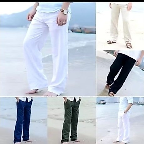 celana pria linen reguler celana panjang pria katun linen