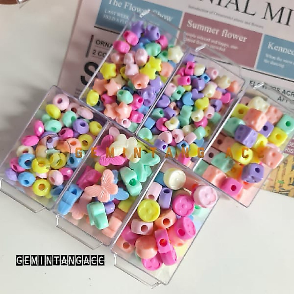 Manik Mote Pastel Lubang Besar Manik Akrilik