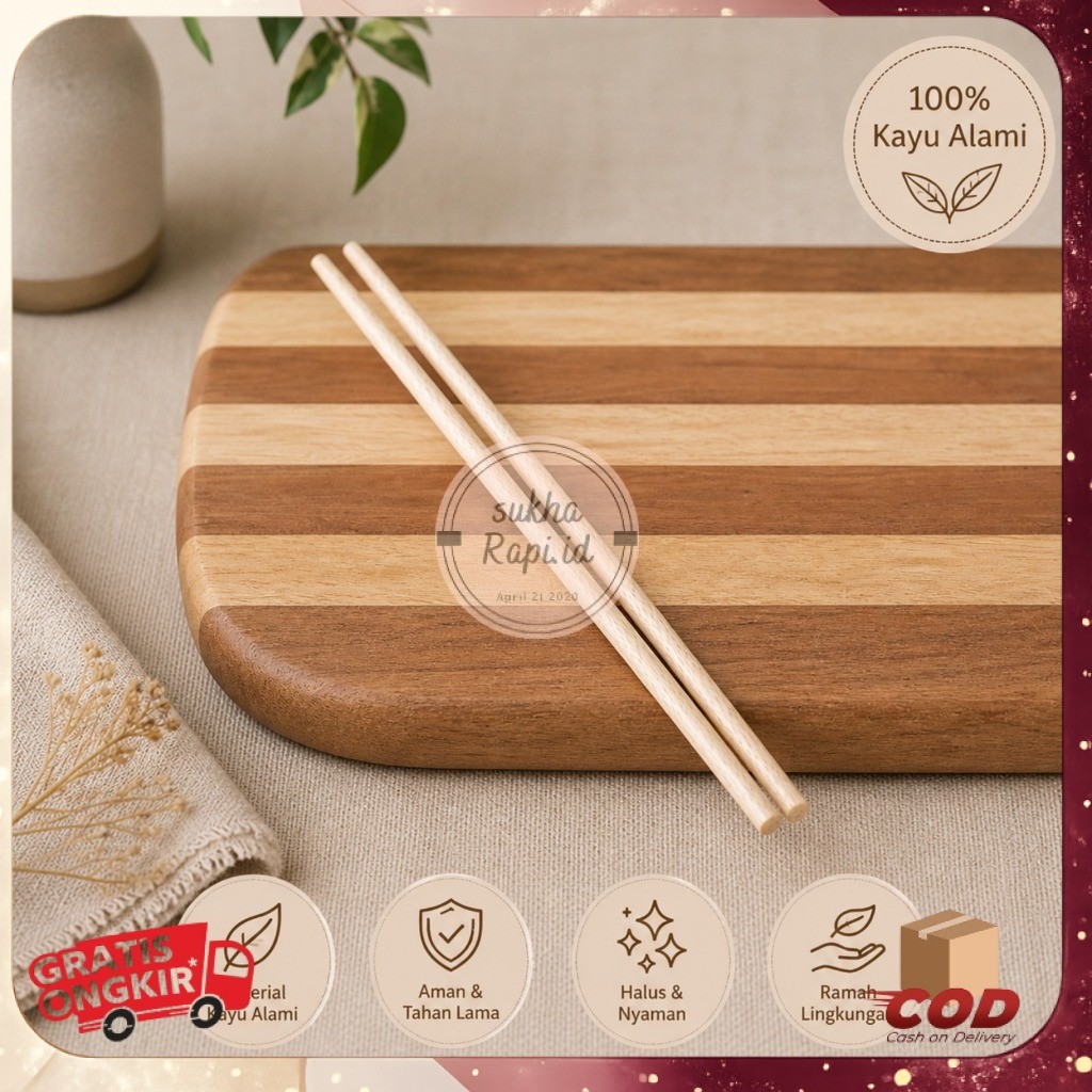 Sumpit Kayu Mahoni Sumpit Alat Balik Donat Sumpit Kayu Panjang Alat Balik Donat