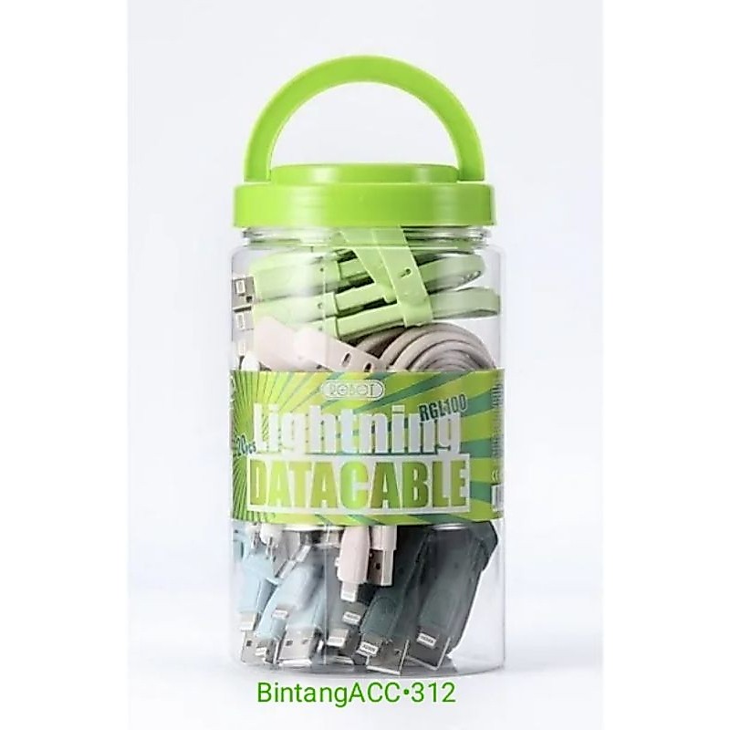 Kabel Data Robot RGL100 | Kabel Data Robot Lightning Iphone 2.1A (1Toples Isi 20pcs)