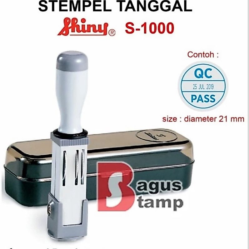 Stempel Tanggal Mini Kecil QC Shiny S1000 S 1000 diameter 17mm 19mm Kantor Pabrik