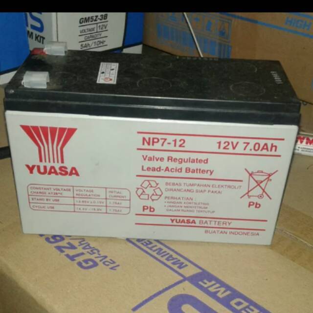 Aki vrla yuasa np7 np7-12 12v 7ah untuk UPS dan lain-lain