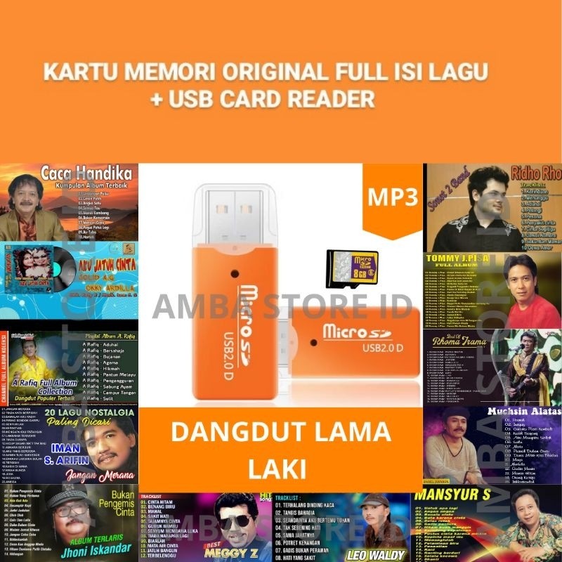MEMORI ISI (DANGDUT LAMA LAKI), MEMORI SD CARD 8 GB + USB CARD READER