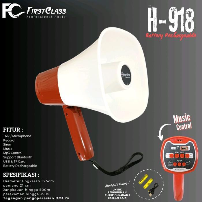 Professional Megaphone Handle Firstclass H 918 | Megaphone Baterai Charge H 918