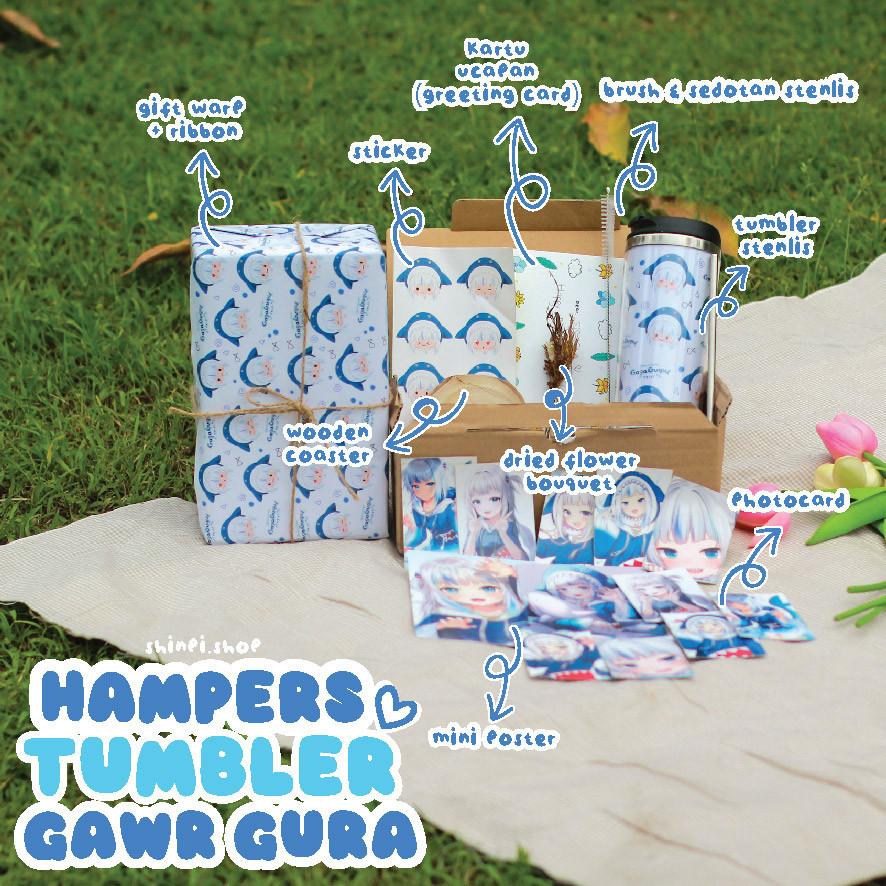 Hampers Tumbler Anime Gawr Gura | Giftbox Anime | Hampers Anime | Kado Ulang Tahun Wisuda CUSTOM REQ