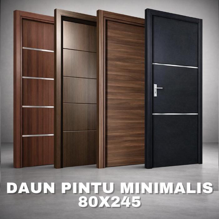 DAUN PINTU MINIMALIS 80x245 CM DOUBLE TEAKWOOD / NYATOH / SUNGKAI #211