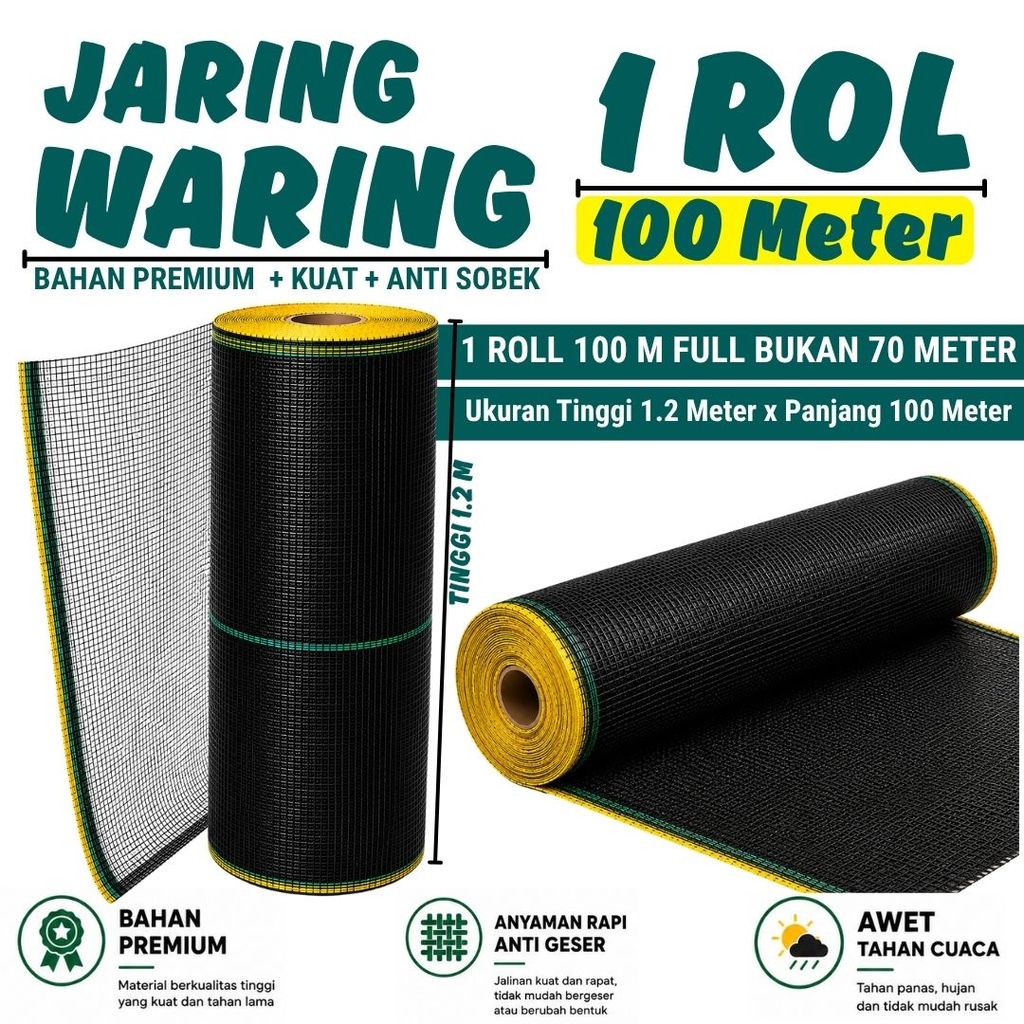 Waring Pagar Ayam Murah Ukuran Panjang 100 Meter x Tinggi 1,2 Meter / Jaring Waring Panjang 100 Mete
