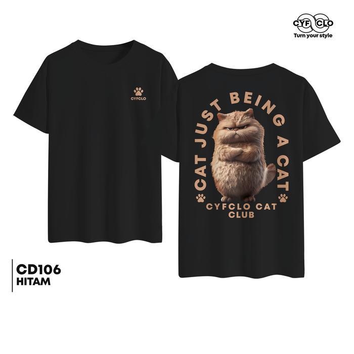 CYFCLO Baju Oblong  Kaos Distro CD106 Cyfclo Cat Pria Wanita Katun Combed 24s Dewasa Surfing Sablon 