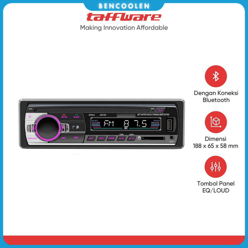Taffware Tape Mobil MP3 Player Audio Car Bluetooth - JSD520