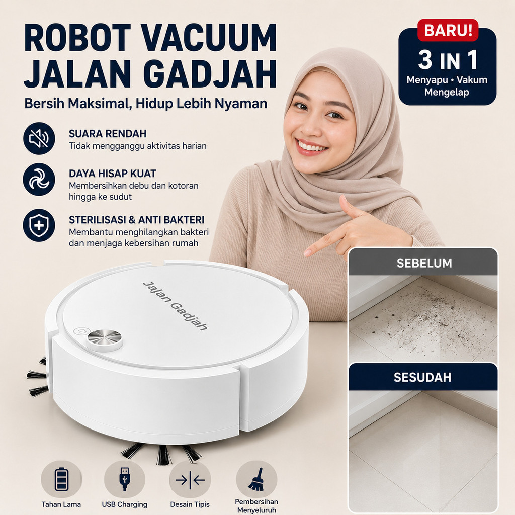 [Promo] Robot Pembersih Lantai Pintar | Mini Nirkabel | Robot Vacuum Mini Untuk Rumah Tangga | Robot