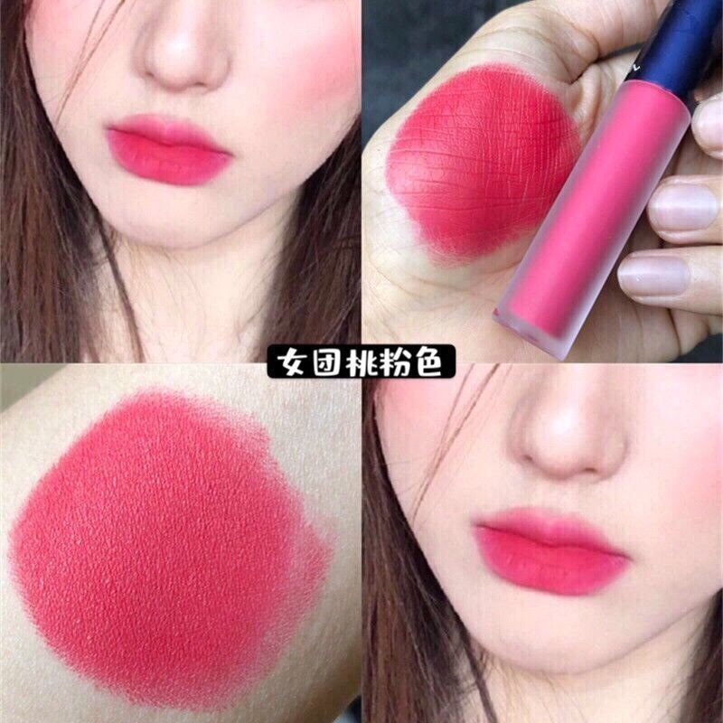 Lipstik makeup warna peach pink, lip glaze matte peach pink, lipstik untuk riasan bibir.