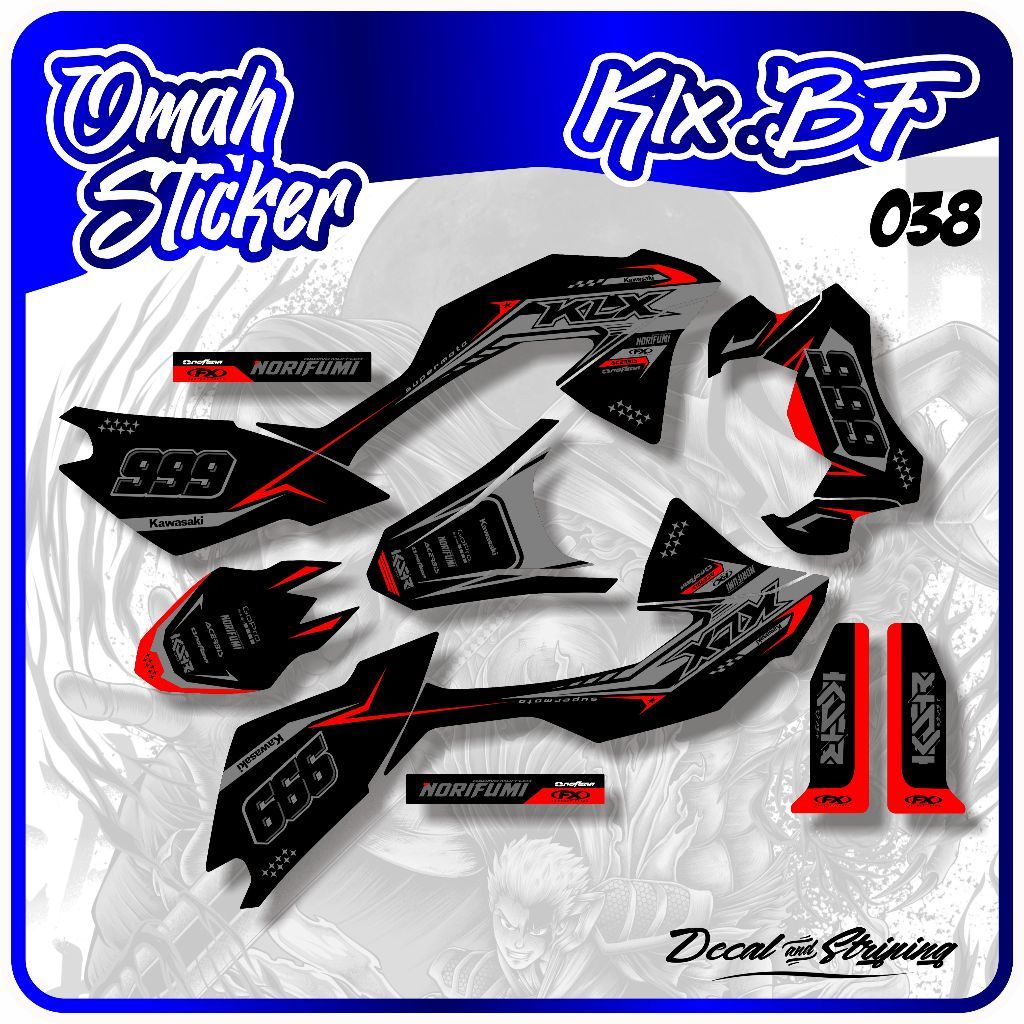 decal klx bf extreme - stiker motor klx bf - decal klx bf full body decal klx bf