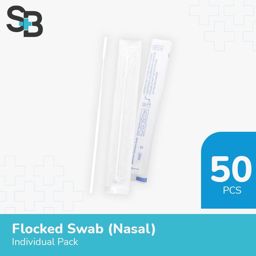 Nasal Swab Steril / Flocked Swab Nasofaring @50 pcs