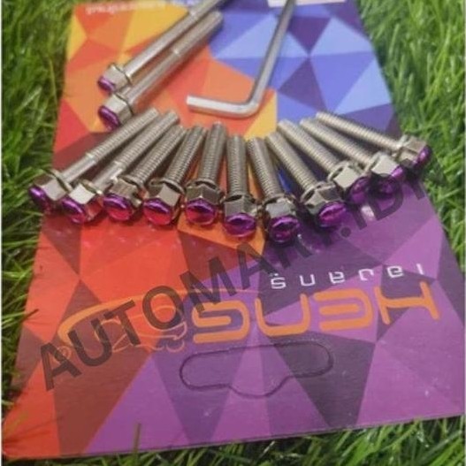 Baut 2 Kunci Chrome Bak Mesin Cvt Beat Vario Mio Scoopy + Kancing Baut Warna Warni Variasi Motor Pre