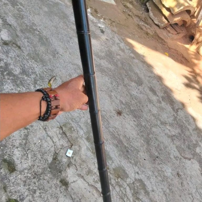 Tongkat Toya Kayu Galih Kelor Hitam Model Bambu Unik