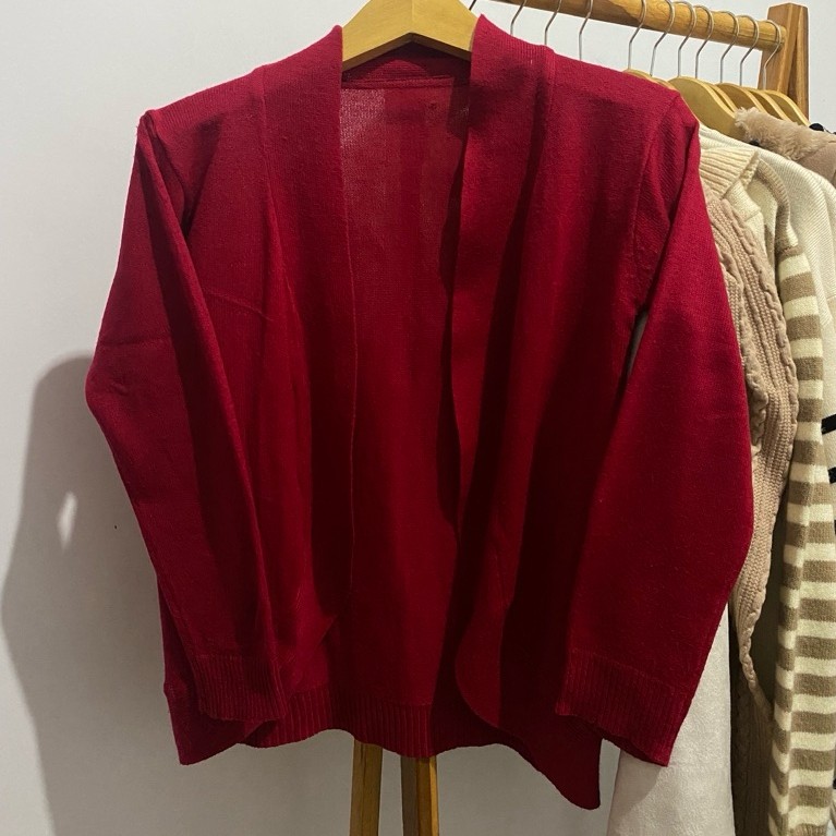 Cardigan outer merah maroon